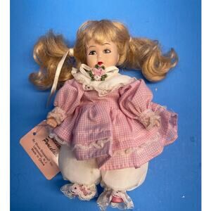 vintage Show Stoppers Classic Porcelain Doll PInk Dress Blonde Hair